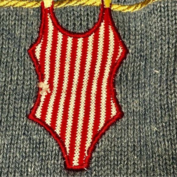 Vintage Mandal Bay CottageCore CoastalGrandma Sweater Vest XXL Beach Embellished - Picture 12 of 12